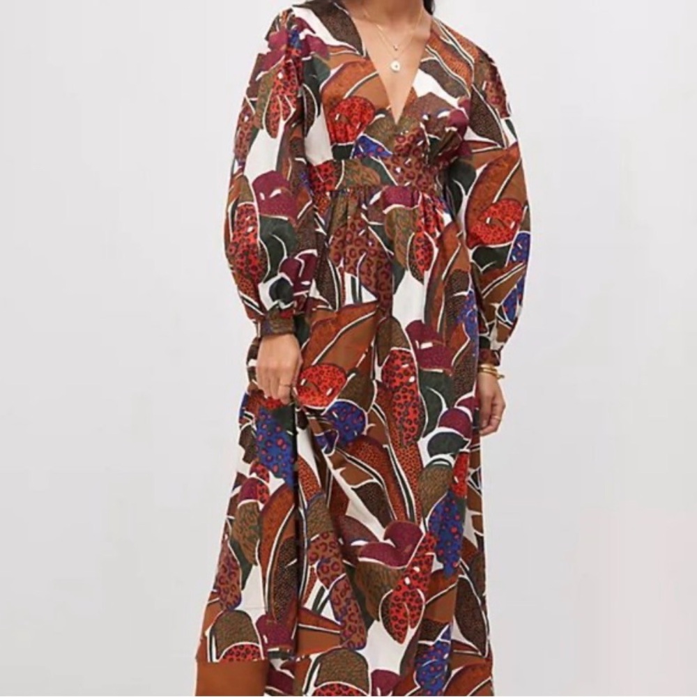 FARM Rio Brown Multi V-Neck Printed Maxi Dress - Picture 6 of 6